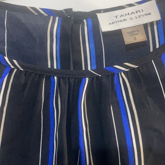 NWOT black/blue stripe blouse - Picture 3 of 5